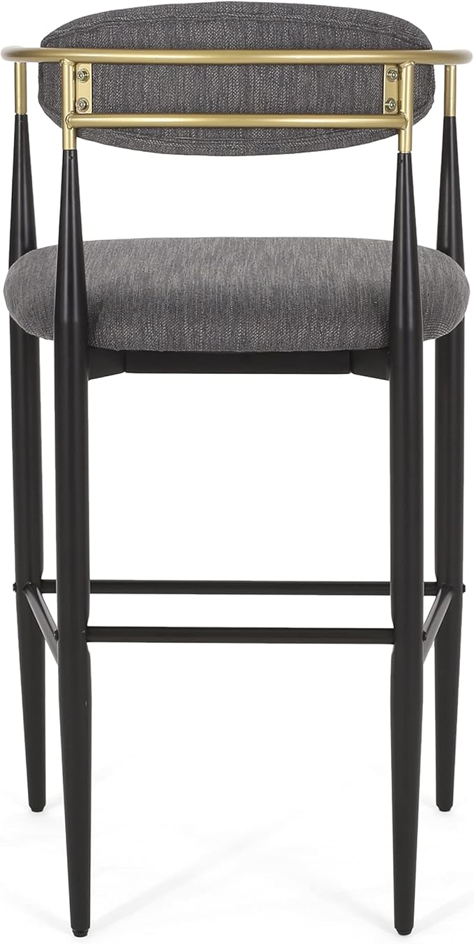 Gecheer Bar Stools Set of 2, Gray Fabric with Black Iron Legs, 29.75" Height for Kitchen Island, 260 LBS Capacity Multiple Family Members can use it for Daily Dining, Resting YHS-N779P248198G
