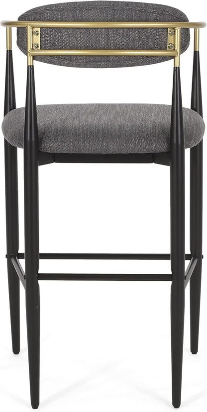 Gecheer Bar Stools Set of 2, Gray Fabric with Black Iron Legs, 29.75" Height for Kitchen Island, 260 LBS Capacity for Indoor Living Rooms, Dining Rooms LYK-N779P248198G