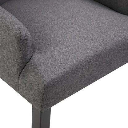 6-Piece Dark Gray Fabric Dining Chairs with Armrests, Solid Oak Wood Frame Modern Farmhouse Kitchen and Dining Room Chairs Set, Comfortable Upholstered Seating for Home Restaurant