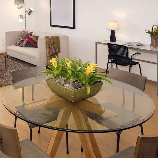 24" Inch Round Glass Table Top 1/2" Thick Tempered Beveled Edge by Fab Glass and Mirror