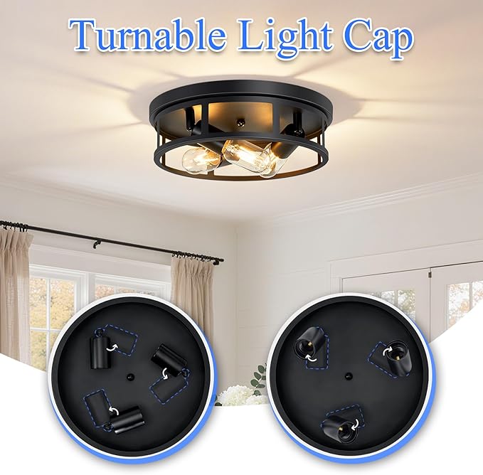 SKEJAO Ceiling Light Fixture,Black Flush Mount Ceiling Light,13 Inch Hallway Light fixtures Ceiling,Light Fixtures Ceiling Mount for Farmhouse,Kitchen (1, 13 inch)