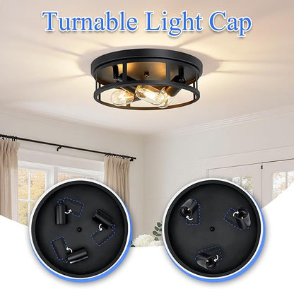 SKEJAO Ceiling Light Fixture,Black Flush Mount Ceiling Light,13 Inch Hallway Light fixtures Ceiling,Light Fixtures Ceiling Mount for Farmhouse,Kitchen (1, 13 inch)