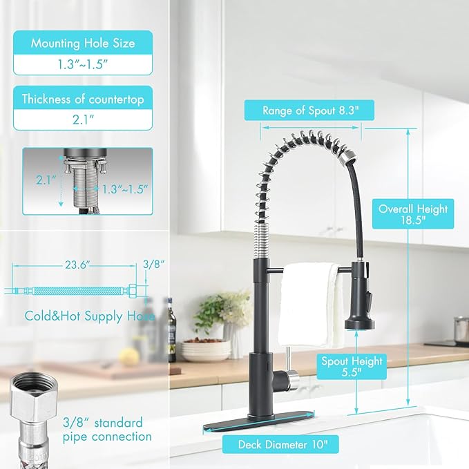 GIMILI Touchless Kitchen Faucet with AC Adapter, Smart Motion Sensor Activated Hands-Free Single Handle Faucet for Kitchen Sink with AC Adapter, Matte Black&Brushed Nickel