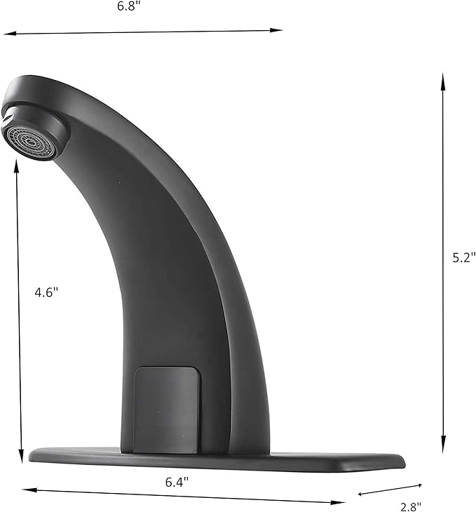 Touchless Bathroom Faucet Black Dual Powered Automatic Faucet Auto Sensor Motion for Bath Tub Lavatory Vanity Sink One Hole Handsfree Battery or Plug to Choose