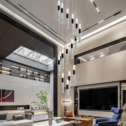 16-Light Led, Black Gold Staircase Chandelier, Modern Led for High Ceilings, Foyer Chandelier Light Fixture for Entrance with Remote 3000-6000K