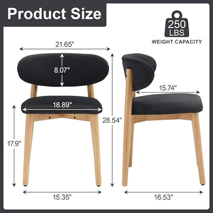 Upholstered Dining Chairs Set of 4, Velvet Fabric Kitchen & Dining Room Chairs with Solid Wood Legs, Modern Armless Side Chairs for Kitchen Island, Living Room, Restaurant (Black, Set of 4)