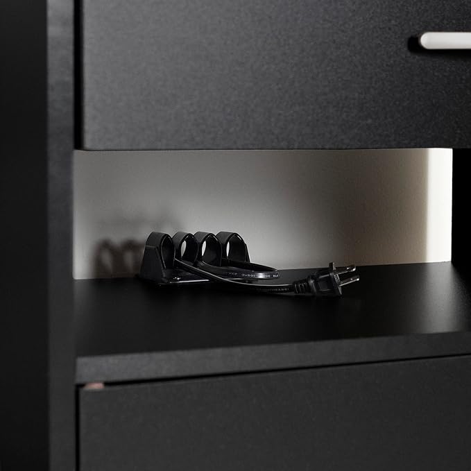 South Shore Axess Microwave Cart on Wheels Pure Black, Contemporary
