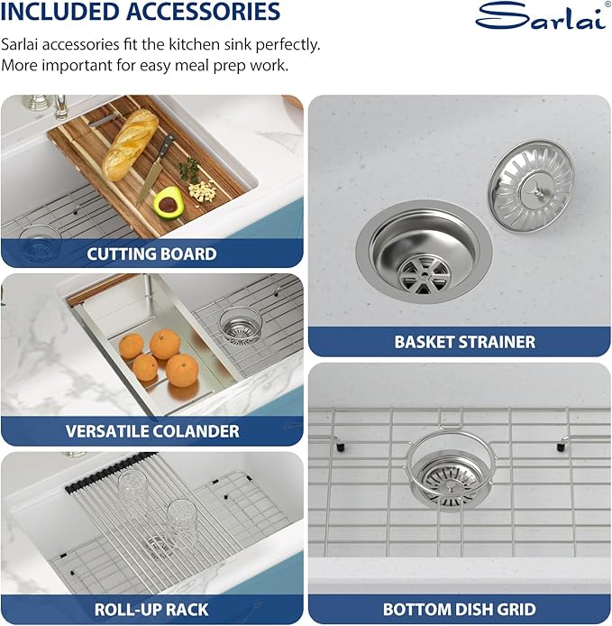 Sarlai 30 Granite Composite Kitchen Sink - 30 x 19 Inch Granite Undermount Kitchen Sink Ledge Workstation Under-Mount White Quartz Classic Single Bowl Sinks Under Counter Basin