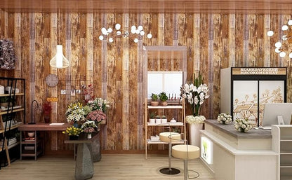 Yun-aeon Brown Wood Peel and Stick Wallpaper 17.3" X 236"Coffee Brown PVC Self Adhesive Wood Wall Peel and Stick Paper for Wall Covering Furniture Countertop Kitchen Christmas DIY