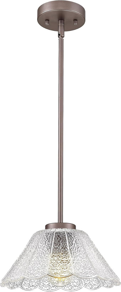 Pendant Lights Kitchen Island, HWH Kitchen Island Lighting for Bathroom, Dining Room, 1-Light Hanging Lights Fixtures with Clear Floral Glass, Oil-Rubbed Bronze Finish, 5HJX110MIL ORB