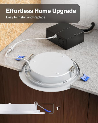 Sunco 12 Pack 6 Inch LED Recessed Light, Ceiling Canless Recessed Lights, Baffle Trim Ultra Thin, 850 LM, 14W, 4000K Cool White, Dimmable, Wafer Thin with Junction Box.