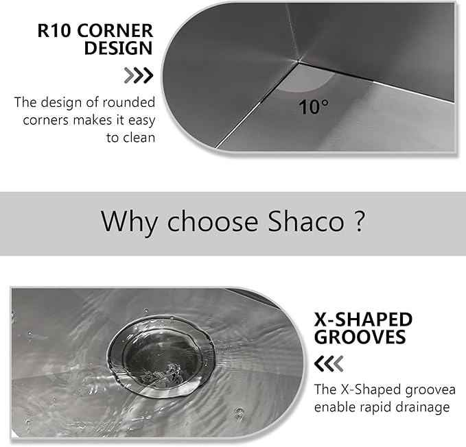SHACO 33 Inch Stainless Steel Farmhouse Sink, 33x21 Apron Front Farm Sink, 9 Inch Deep 16 gauge Commercial Single Bowl Kitchen Sink
