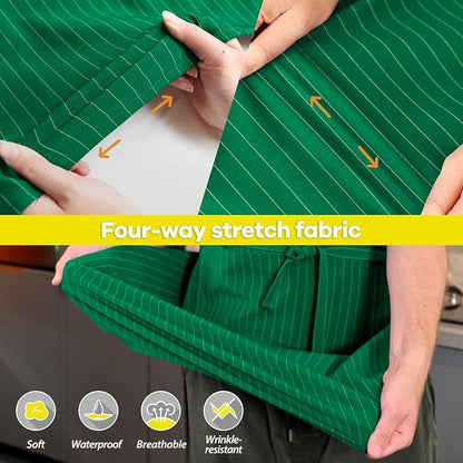 ROTANET Stripe Stretch Apron for Men Women Chef Big and Tall Large Striped Aprons with Pockets for Kitchen Cooking Waterproof