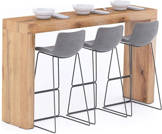 Mobili Fiver, Evolution High Table 70.9 x 15.7 in, Rustic Oak, High Top Table for 3 People, Bar Table, Kitchen Island, Counter Height Bar Table, Italian Furniture
