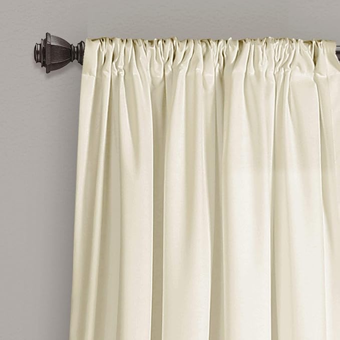 Lush Decor Allison Ruffle Light Filtering Window Curtain Panels Pair 40" W x 84" L Ivory - Coquette Curtains for Bedroom - Drapes - Ruffle Curtains Kids
