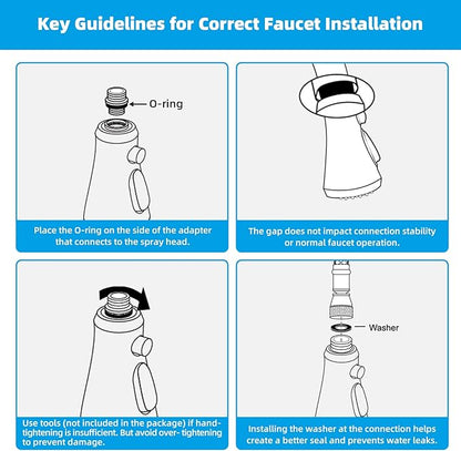 Hibbent Pull Down Kitchen Faucet Head Replacement, 3-Function NSF/ANSI/CAN 61 & CUPC Certified Sink Spray Nozzle, 15 Adapters, Compatible with Moen, Delta, Kohler Faucets, Chrome (Shiny Silver)