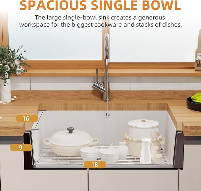 Quartz Kitchen Sink, 20 Inch White Undermount Kitchen Sinks, Deep Single Bowl Granite Composite Sink, Modern Sinks Providing Complete Accessories, Spacious Workspace and Easy Cleaning