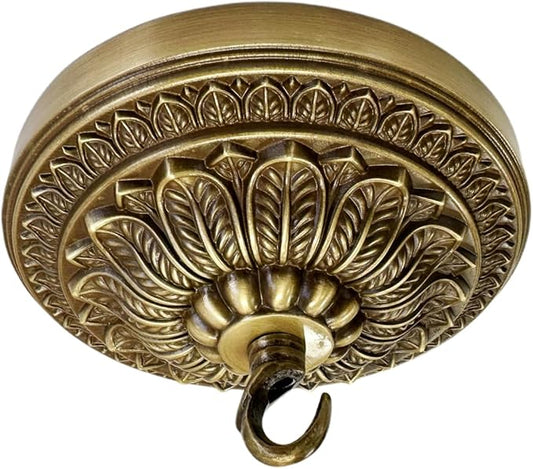 5.9 inches Brass Ceiling Light Canopy Plate, Antique Mounting Canopy Kit for Pendant Light, Hanging Fixture, Chandelier Plate Cover (Retro)