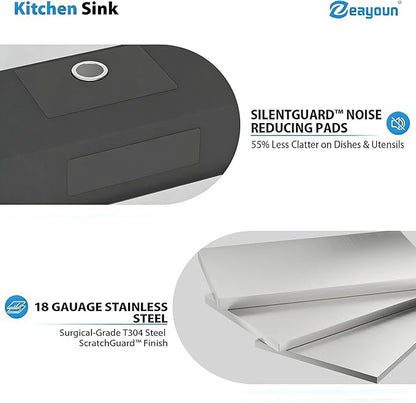30 Inch Undermount Kitchen Sink 16 Gague Stainless Steel Handmade Single Bowl Sink Large Deep Under Counter Sinks, 30"x18"x9"