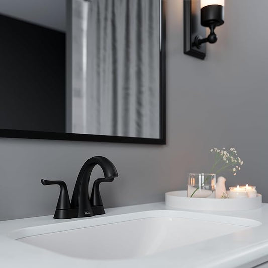 Pfister Willa Bathroom Sink Faucet, 4-Inch Centerset, 2-Handle, 3-Hole, NSF Certified, Spot Defense Matte Black Finish, LF048MALSDB | (Pack of 3)