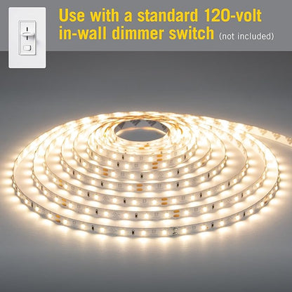 Bryant Electric RU100W tradeSELECT Under Cabinet/Counter Power Distribution Box & Armacost Lighting 421502 Ribbon Flex Home LED Tape Light Kit, 16 ft, AC Dimmable (3000K) 300 LED Lights