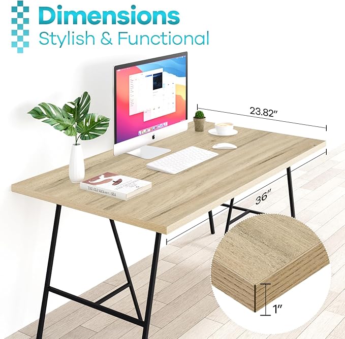 Kaboon 36x24 inches Tabletop, Solid One-Piece Desktop for Sit Stand Desk, Double Desks, L Desk DIY,Wood Countertop Home or Commercial Use,1 inch Thick, Oak