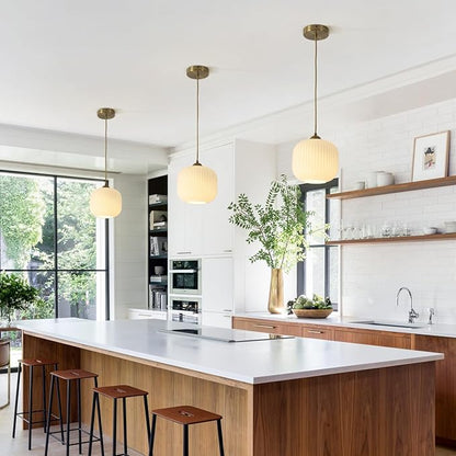 White Milk Glass Pendant Lights Antique Brass Ceiling Lights Brushed Gold Pendant Lights Set of 2 Modern Glass Hanging Light Fixture Small White Pendant Light