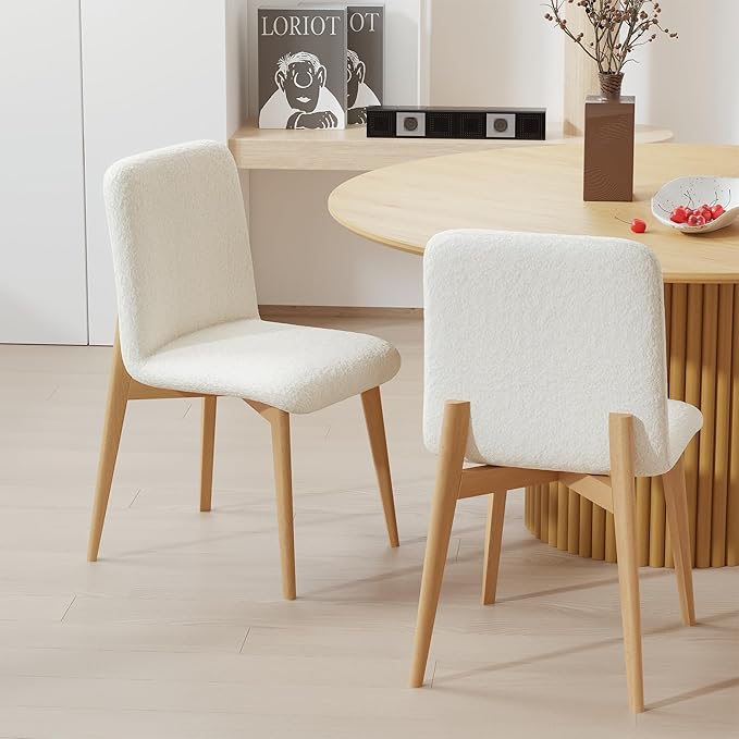 Casaphoria Dining Chairs Set of 2, Modern Fabric Kitchen Chairs with Oak Wood Legs, Comfortable Dining Room Side Chairs for Home, Living Room, Restaurant