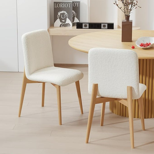Casaphoria Dining Chairs Set of 2, Modern Fabric Kitchen Chairs with Oak Wood Legs, Comfortable Dining Room Side Chairs for Home, Living Room, Restaurant