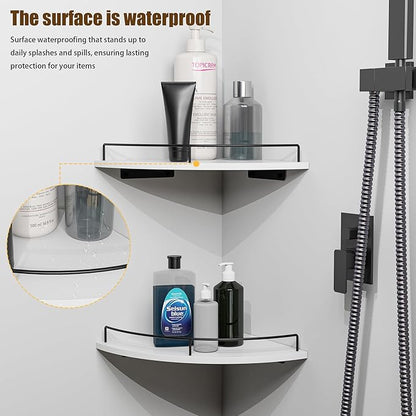 Corner Shelf Wall Mount, Floating Corner Shelves, Set of 4 Corner Wall Shelf Organizer,Rustic Wood Wall Storage Display Shelves forLiving Room Bedroom Bathroom Kitchen,White