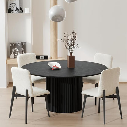 Casaphoria Dining Chairs Set of 2, Modern Fabric Kitchen Chairs with Black Wood Legs, Comfortable Dining Room Side Chairs for Home, Living Room, Restaurant
