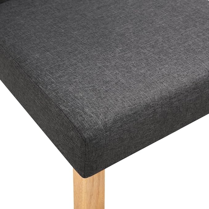 Dark Gray Fabric Dining Chairs Set of 4 Solid Rubber Wood Ergonomic Comfortable Modern Chairs for Kitchen Dining Room