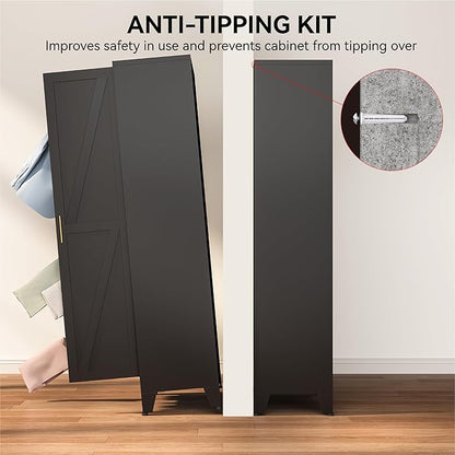 COFaR 67" Slim Bathroom Storage Cabinet, Black Metal Storage Cabinet with Magnetic Door & 4 Adjustable Shelves, Slim Freestanding Cupboard for Office, Kitchen, Bathroom
