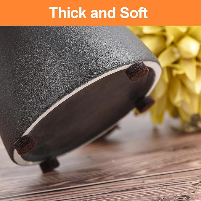 Felt Cabinet Door Bumpers-Small Felt Pads for Cabinet Doors, 3/8" Diameter 100PCS, 3mm Thick Self Adhesive Brown