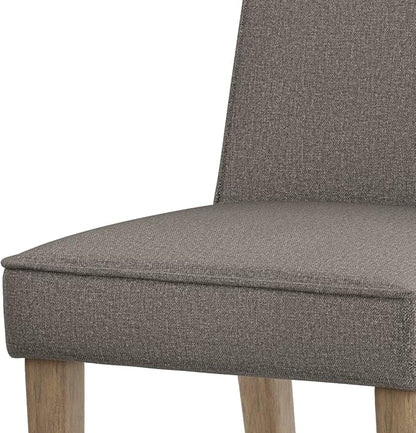 SIMPLIHOME Bartow Kitchen Chairs - Upholstered Solid Hardwood and Woven Polyester Kitchen Chair Set in Taupe, Contemporary Armless Dining Room Seating with Cushioned Seat and Back (Set of 2)