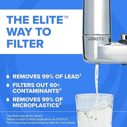 Brita Faucet Mount Water Filter System, Chrome, No-Wait Filtration, Easy Install, Multi-Use Tap Water Filter for Kitchens, Bathrooms & Small Spaces