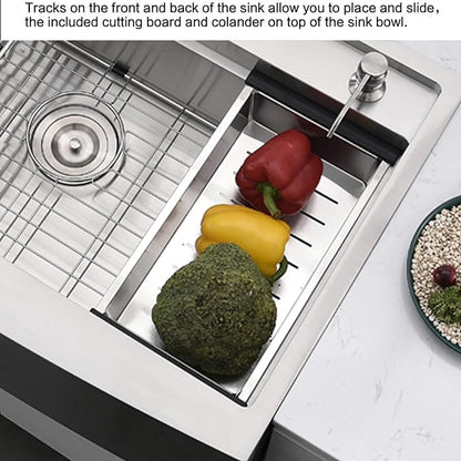 33 Inch Farmhouse Sink Splash Guard Workstation S - VOKIM 33x22 Inch Apron Front Kitchen Sink Stainless Steel 16 Gauge Single Bowl Gunmetal stainless Farm Sink
