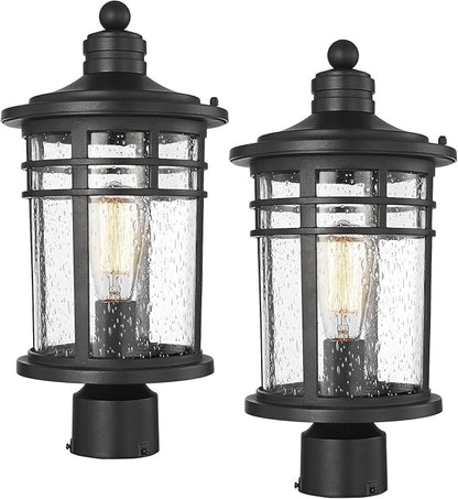 Darkaway Large Outdoor Post Lights Lamp Posts Outdoor Lighting, 17inch Post Lights Waterproof 2 Pack Outdoor Light Fixtures with Glassfor Outside Patio Yard Pathway