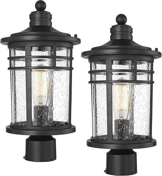 Darkaway Large Outdoor Post Lights Lamp Posts Outdoor Lighting, 17inch Post Lights Waterproof 2 Pack Outdoor Light Fixtures with Glassfor Outside Patio Yard Pathway