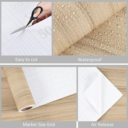 WESTICK Light Wood Grain Contact Paper Peel and Stick Countertops Waterproof Wood Vinyl Wrap Wallpaper Self Adhesive Kitchen Countertop Contact Paper for Cabinets Drawers Desk Table Walls 15.75"x78"