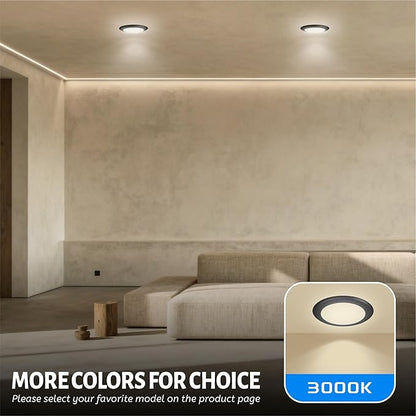 ECOELER 6 Inch LED Flush Mount Ceiling Light, Dimmable LED Disk Light, 16.5W 1000 Lm, 3000K Warm White, Black Trim, Suitable for J-Box or Recessed Can, ETL&FCC Listed, 10Pack