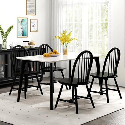 SIMOE Black Dining Chairs Set of 2, Windsor Wooden Dining Chairs with Spindle Back, H-Shaped Crossbars, Morden and Mid Century Kitchen Chairs for Dining Room Farmhouse Kitchen Island