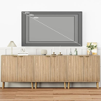 Vrullu Fluted Storage Cabinet, Free Standing Buffet, Wood Sideboard, Multifunctional Accent Storage for Living Room, Hallway, Entryway, Dining Room (1, Oak)