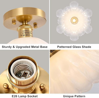 Semi Flush Mount Ceiling Light,Hallway Vintage Lights Fixture Ceiling White 11" Ceiling Light E26 Bulb Included Vintage Lights Fixtures for Closet Hallway Kitchen Dining Room
