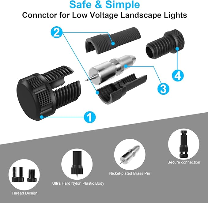 24 Pack Low Voltage Landscape Light Wire Connector Outdoor 14-20 Gauge Cable Connectors for Landscape Path Lights Work with Malibu Paradise Moonrays and More