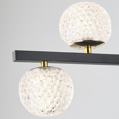 ORANOOR Modern Black Gold Chandeliers for Dining Room, 47in Dimmable LED Chandelier Linear Pendant Light for Kitchen Island, Upgraded 6 Globe Hanging Pendant Chandelier Lighting (2 Rings, 4200lm)