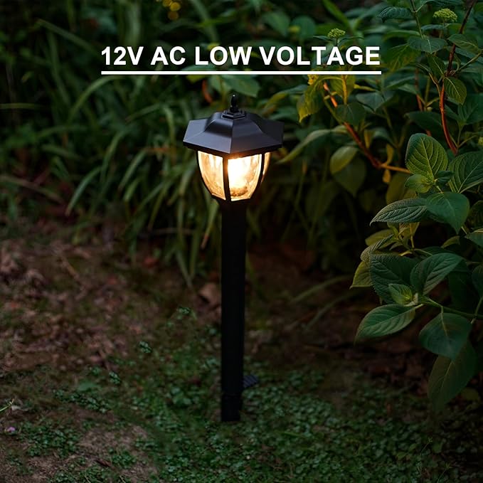 GOODSMANN Landscape Lighting 4PK Pathway Lights Low Voltage 1 Watt LED 12V AC Landscape Lights 40 Lumen 2700K Warm White with Replaceable Led Bulbs Cable Connectors
