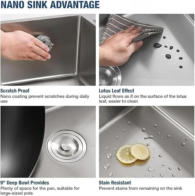33" x 22" x 9" Drop-In Double Bowl Kitchen Sink, Topmount Stainless Steel with Satin Finish, Soundproofing & Protective Bottom Grid