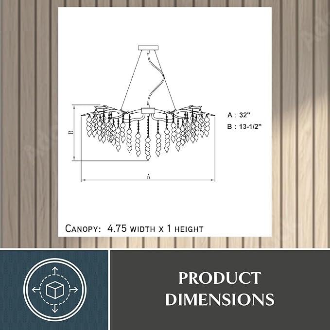 VAXCEL Rainier 5 Light Silver Linear Crystal Waterfall Chandelier, Kitchen Island Pendant Fixture, Silver Mist Finish, Dimmable Ceiling Mounted Lighting