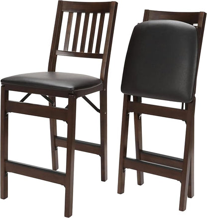 Stakmore Folding Counter Height Stools, Espresso with Bonded Leather Set of 2